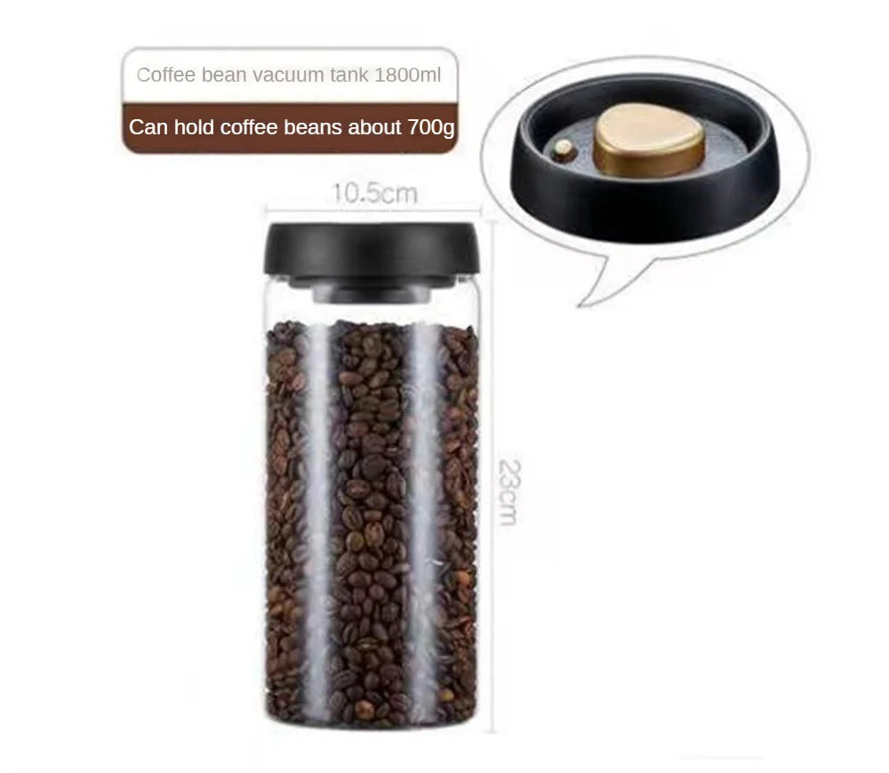 Coffee Beans Vacuum Sealed Tank Transparent Glass Food Storage Jars